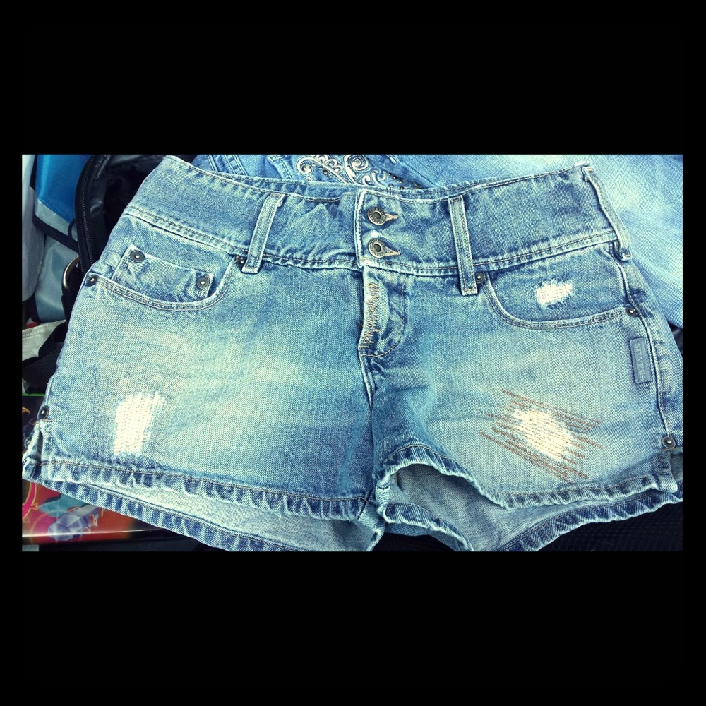 Silver jean shorts